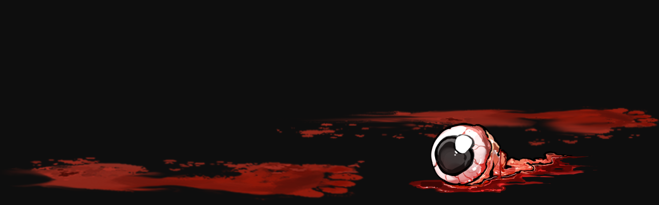 Cartoonish drawing of a guts in a pool of blood